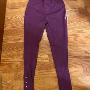Purple Reebok leggings with buttons